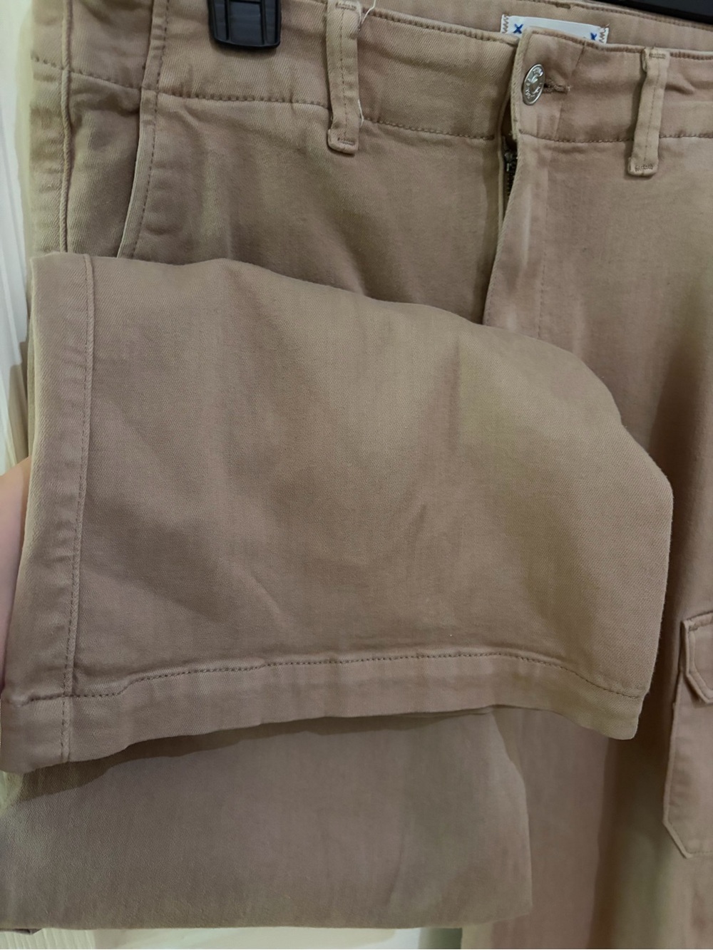 PAIGE Women's Cargo Wide Leg Pants Size 31 Taupe Beige Stretch Utility Pants - Picture 5 of 15